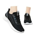 thumbnail image 3 of Daznico Women's Lightweight Walking Sneakers - Breathable Mesh with Elastic -On for Everyday Comfort (Flat Heel Design),Color:Black,Size:7.5, 3 of 7