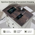 thumbnail image 4 of wow97e Farmhouse 3-Drawer Nightstand with Charging Station, Wood End Table with Roman Column for Bedroom, White, 4 of 6