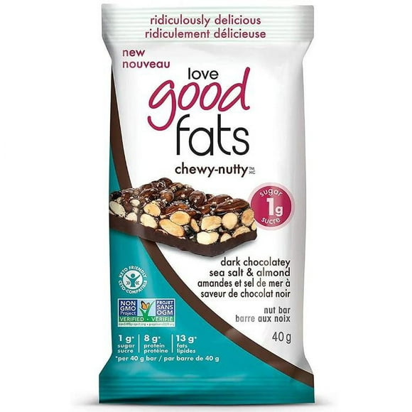 Love Good Fats - Chewy-Nutty Nut Bar Dark Chocolatey Sea Salt &amp; Almond, 40g