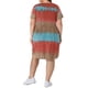 thumbnail image 3 of GRACE & GRANDEUR Vestido de Talla Grande para Mujer, Tie Dye Rayas, Escote en V, Manga Corta, Casual de Verano, Midi, T-shirt, 1X Rojo Marrón, 3 of 6