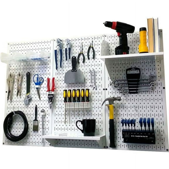 Pegboard Standard Tool Storage Kit, White - 48 x 32 x 9 in.