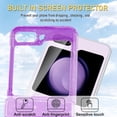 thumbnail image 3 of CASEFIV for Samsung Galaxy Z Flip 5 Case,Built in Front Screen Protector,Gold Glitter Marble Pattern Hard PC Slim Shockproof Full Body Drop Protective Case,Purple Gold, 3 of 8