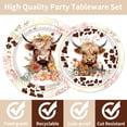 thumbnail image 4 of 96 Pcs Highland Cow Party Supplies Tableware Brown Disposable Plates Napkins Forks Sets for 24 Guests Kids Animal Birthday Decorations, 4 of 6