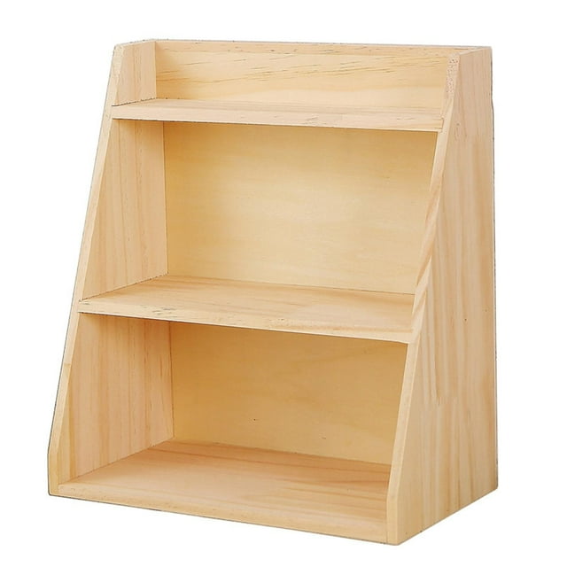 veasfak 3 Tier Desk Organizer Wall Mounted Display Rack Wood Shelves Desk Wooden Storage