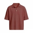thumbnail image 4 of IWRICH Men's Polo Shirts Short Sleeve Polo Shirts Loose Fit Casual Collared Shirt Textured Knit Workout Tops Red L, 4 of 4
