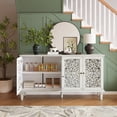 thumbnail image 4 of 60" Antique Buffet Cabinet with Floral Carvings with Solid Wood Legs&Antique Brass Handles&Adjustable Shelves, TV Stand for 65''+ TV, Sideboard for Living Room,Dining Room (Antique Grey White), 4 of 40