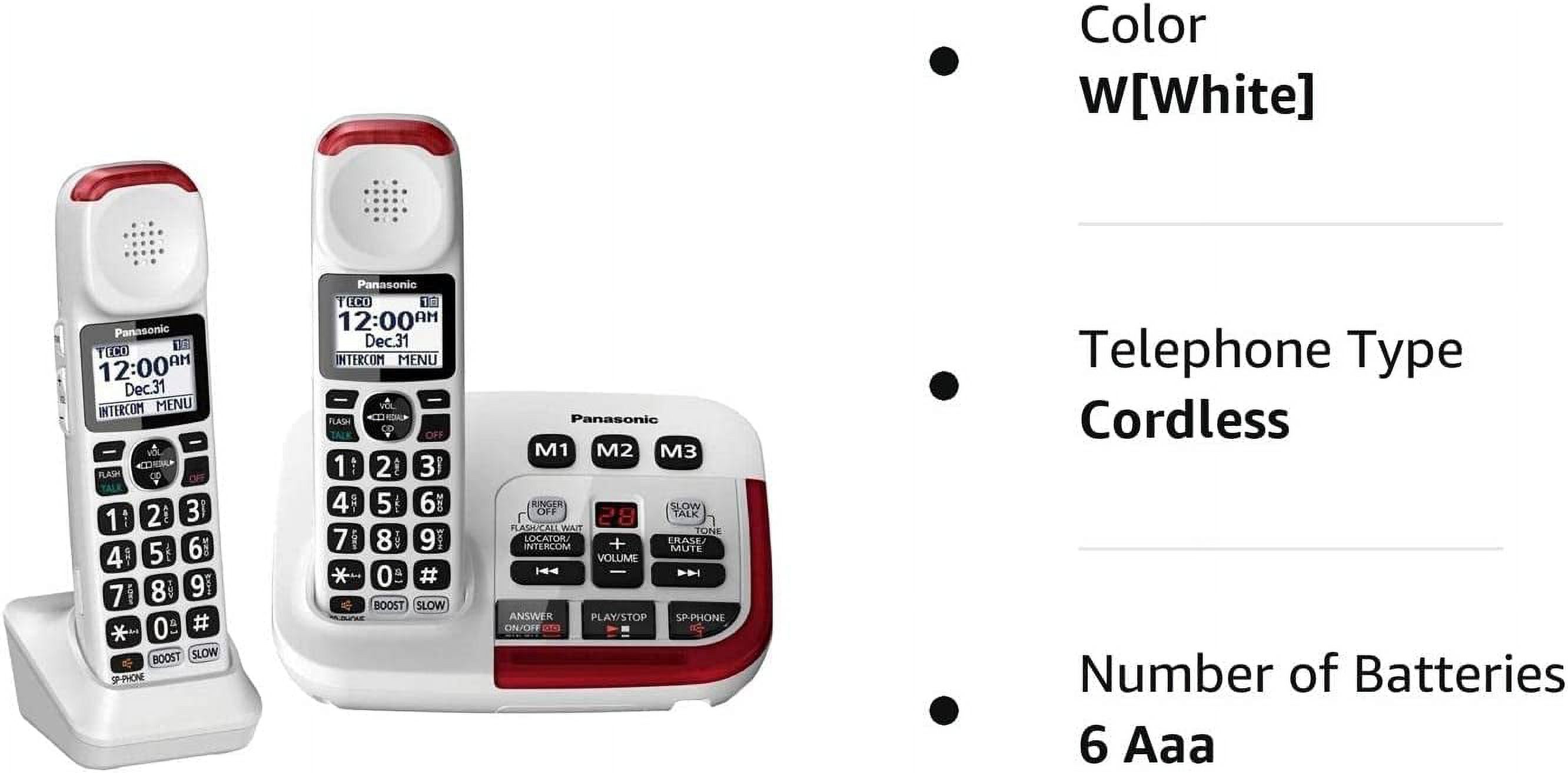 Panasonic KX-TGM420W + (1) KX-TGMA44W Amplified Cordless Phone with Digital Answering Machine and Voice Volume Booster upto 40 dB (2 Handsets)