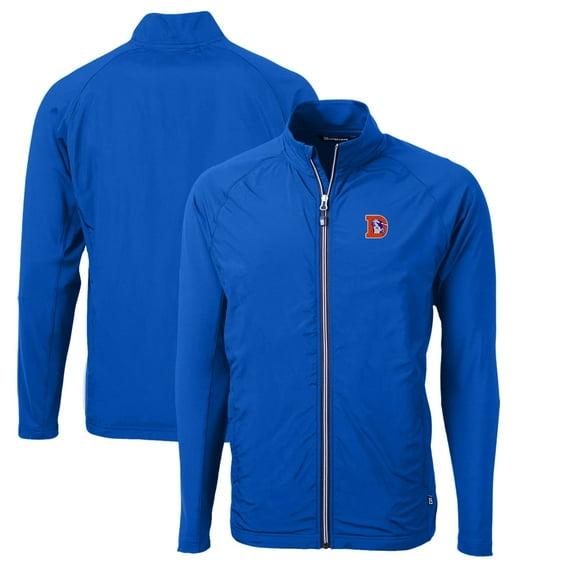 Men's Cutter & Buck Royal Denver Broncos Adapt Eco Knit Hybrid Recycled Full-Zip Throwback Jacket