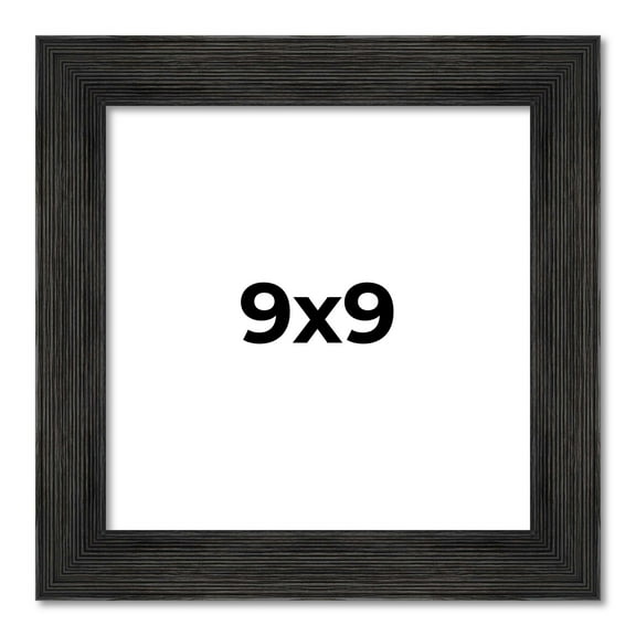 9x9 Distressed Black Wood Picture Square Frame - Includes UV Acrylic, Foam Board Backing & Hanging Hardware
