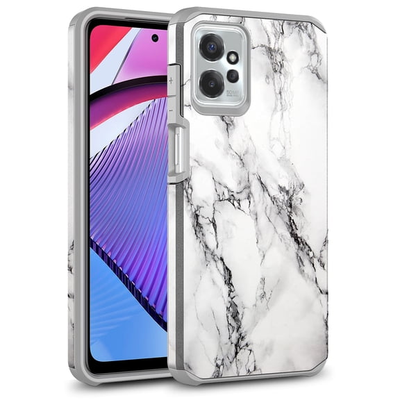 Rosebono Compatible With Motorola Moto G Stylus 2023 Case Slim Hybrid Shockproof Hard Cover Graphic Fashion Colorful Skin Cover Armor Case for Motorola Moto G Stylus 2023 (White Marble)