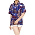 thumbnail image 4 of HAPPY BAY Hawaiian Shirts Womens Floral Summer Beach Party Short Sleeve Vacation Casual Blouse Shirt TShirts Button up Dress Shirts Blouses for Women S Boho Prints, Violet, 4 of 5