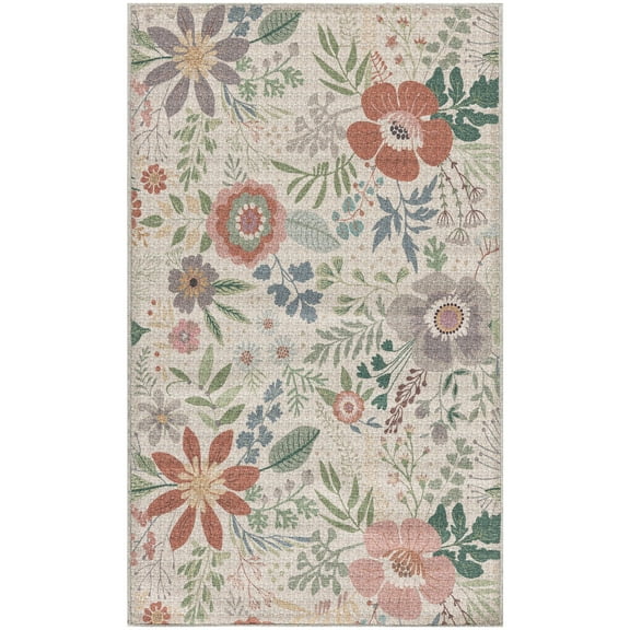 Nourison Washables 2' x 3' Cream Multicolor Farmhouse Indoor Rug