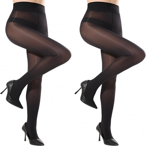 TELOLY 2 Pairs Women's Sheer Shiny Tights 10D Ultra Silky Shimmer Tights Nylons Pantyhose