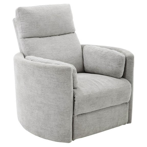 Maklaine Polyester Power Swivel Glider Recliner in Mineral White