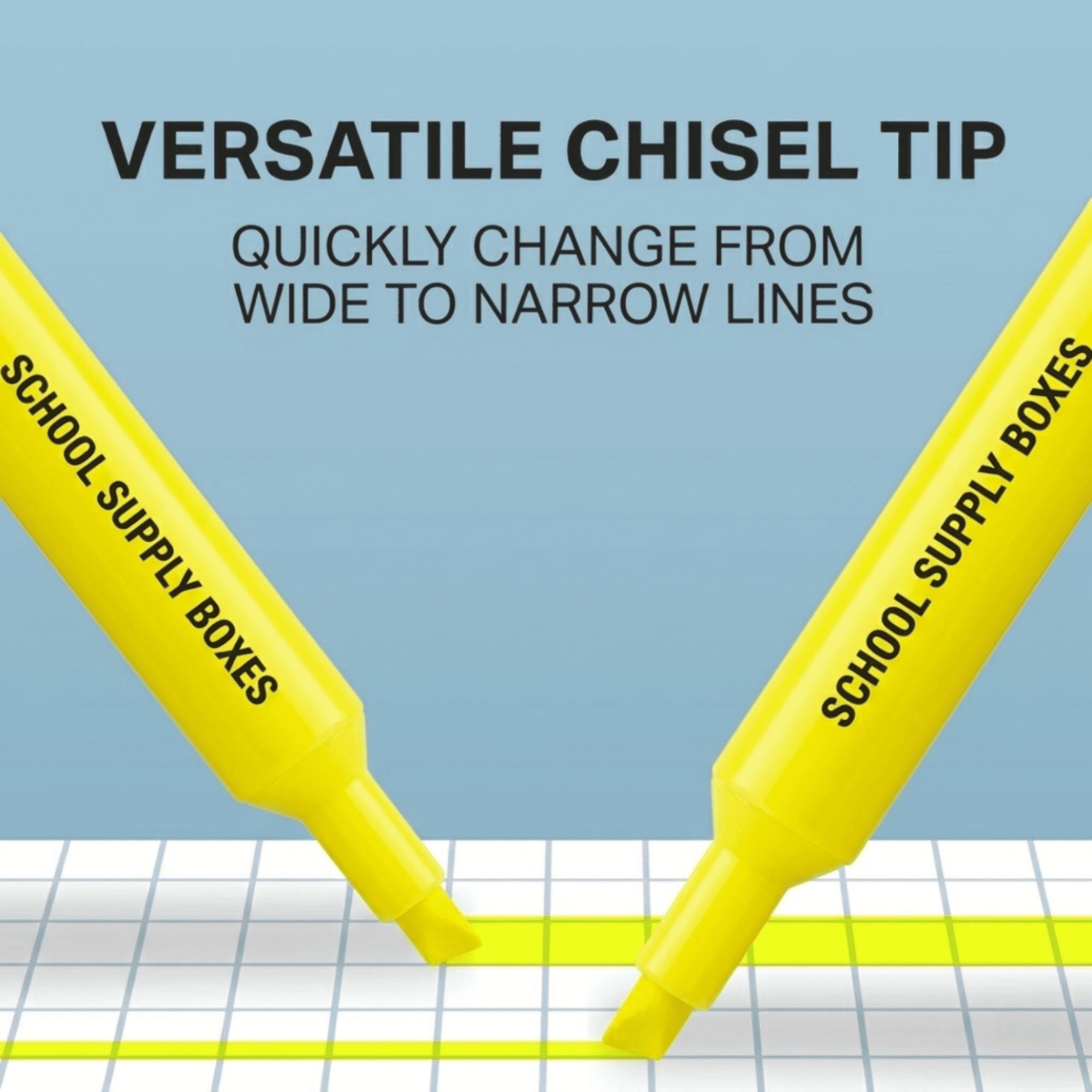School Supply Boxes | Yellow Highlighters | 100 Pack | Bold Chisel Tip, Low-Odor Highlighters