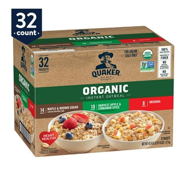 Quaker Organic Instant Oatmeal Variety Pack, 42.9 oz 32 Count Multipack