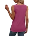 thumbnail image 4 of Women's Solid Color Hollow Out Square Neck Hem Slit Pullover Tank Top Cami Casual Daily Wear Vacation Beach Outfits Fashion Essential Gift for Women | CSEONE,Hot Pink L, 4 of 8