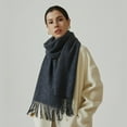 thumbnail image 2 of Luxury 100% Wool Scarf, Extra Thick & Plush Winter Wrap with Fringe (Solid & Plaid),200*30cm,25, 2 of 36