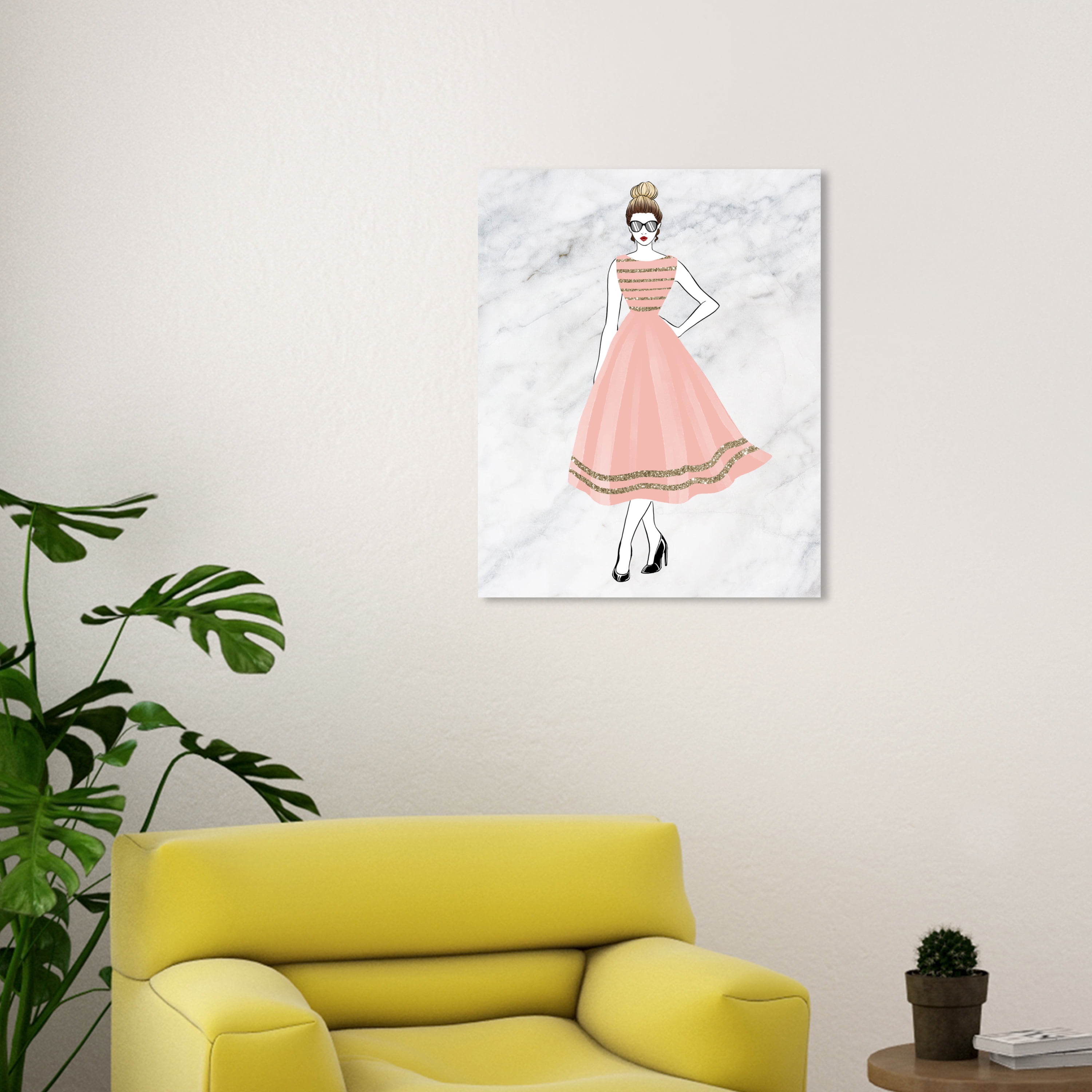 Wynwood Studio Canvas Glistening Blush Dress Fashion and Glam Dress Wall Art Canvas Print Pink Pastel Pink 20x30