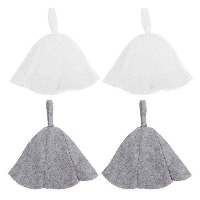4pcs Felt Sauna Hat Hot Dry Steam Room Bath Hat Simple Head Protection Cover