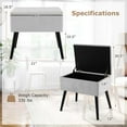 thumbnail image 3 of Costway Lot de 2 Tabourets de Coiffeuse en Velours avec Rangement, Pieds en Bois Massif, Dessus Relevable, Gris, 3 of 9