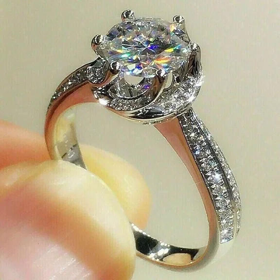 2.50Ct Round Cut Lab Created Diamond Engagement Ring 14K White Gold Plated