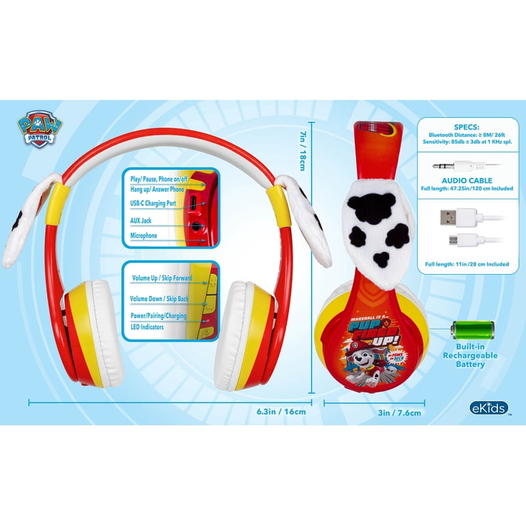 eKids Paw Patrol Bluetooth Wireless Headphones for Kids photo 5