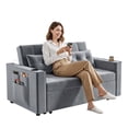 thumbnail image 2 of Eosunjian Convertible Sofa Bed,Sofa Bed Couch,Grey Sofa Sleeper Velvet Loveseat Sleeper with Put out Bed and Adjustable Backrest,3-in-1 with Cup Holders, Side Pockets, USB Ports and 2 Pillows, 2 of 11