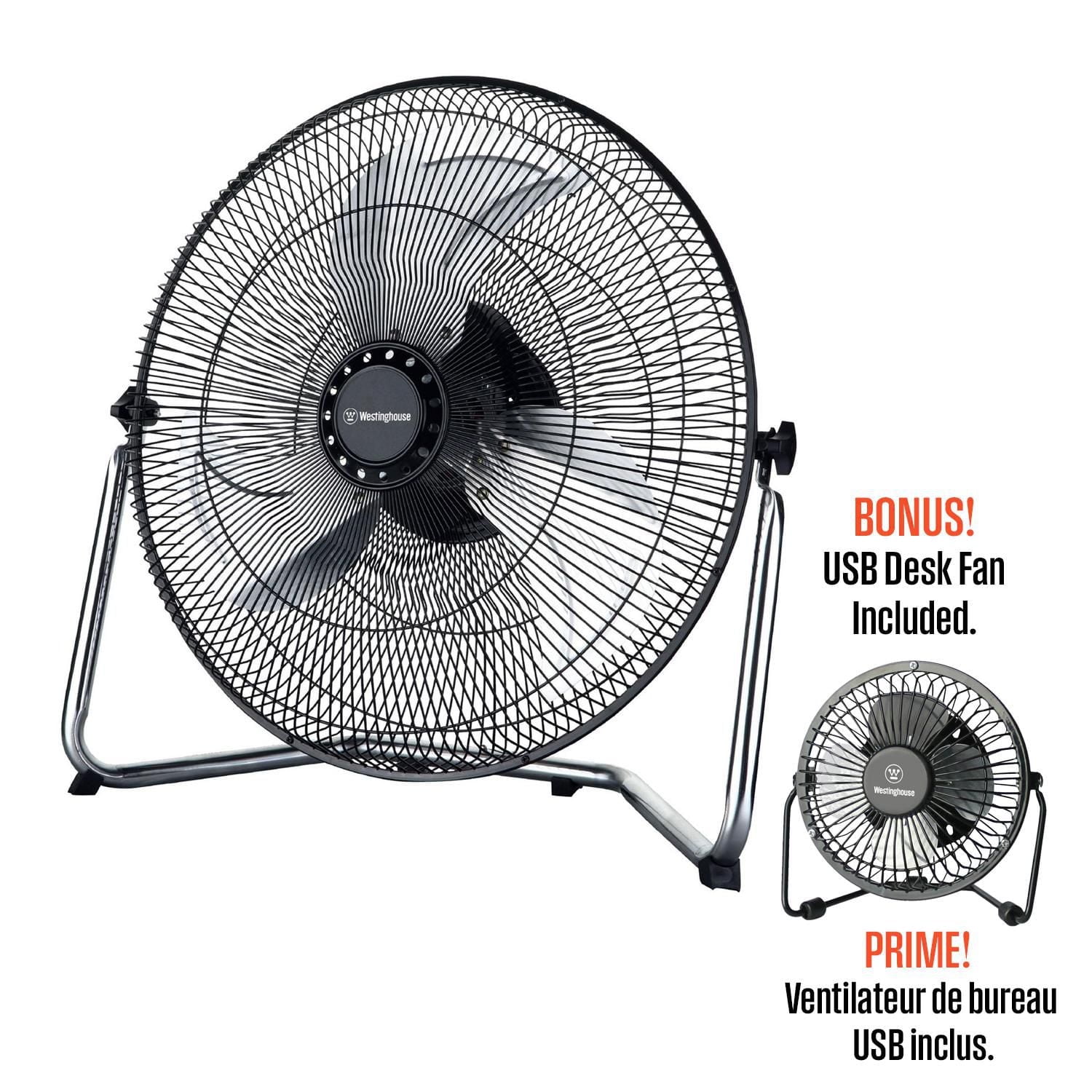 Westinghouse 18" High Velocity Fan with Bonus 4" Mini USB Desk Fan