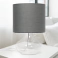thumbnail image 3 of Creekwood Home 13.75" Modern Glass Accent Table Lamp, Stylish Lighting For Living Room, Entryway, Bedroom, Clear With Gray Shade, 3 of 6
