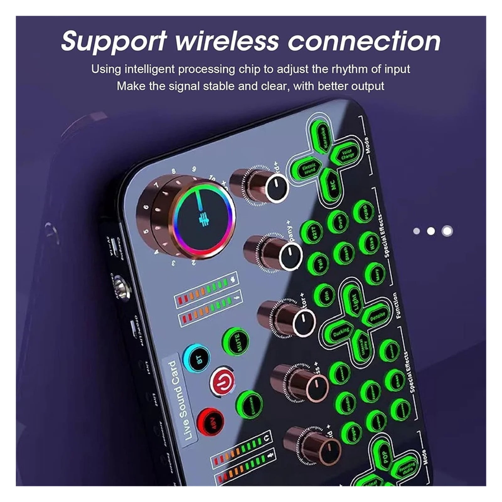 Live Sound Card Mixer Interface With DJ Mixer Live Sound Effects Speech Converter For e PC Streaming Media Recording ,Easy to Operate