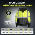 thumbnail image 6 of Hi-Vis Bomber Jacket, Rated ANSI Class 3 Safety Jacket with Black Bottom, Reflective Yellow Work Jacket with Hood, 6 of 7