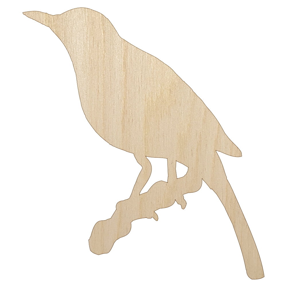 Bird on Branch Solid Wood Shape Unfinished Piece Cutout Craft DIY Projects 6.25 Inch Size 1/