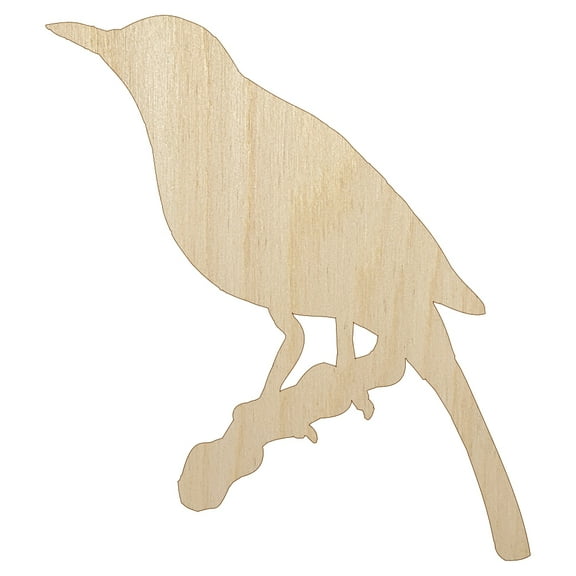 Bird on Branch Solid Wood Shape Unfinished Piece Cutout Craft DIY Projects - 4.70 Inch Size - 1/8 Inch Thick