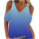 thumbnail image 2 of ICHUANYI Clearance Women Summer Sexy T- Shirt Cold Shoulder Pullover Blouse V-Neck Short Sleeve Printed Tops(Blue, M) ICHUANYI WER2023080807764, 2 of 5