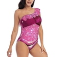 thumbnail image 3 of Cauagu Sparkling Pink Toilet Print Women's Sexy One Piece Swimsuits One Shoulder Ruffle Tummy Control Bathing Suit Slimming Swimwear-X-Large, 3 of 6