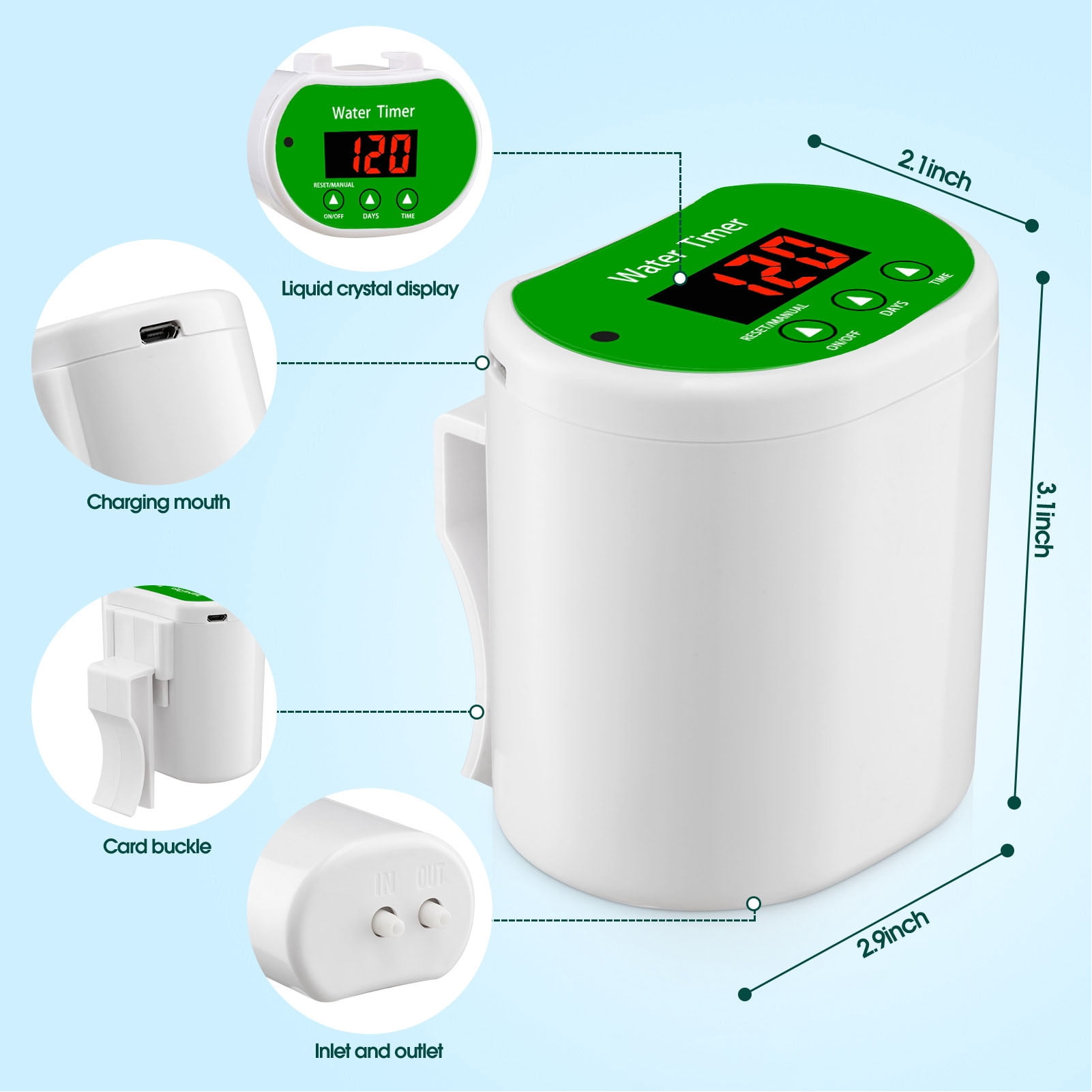 Riousery Automatic Plant Watering System, Vacation Drip Irrigation Kit with Programmable Timer for 8 Potted Houseplants (15x15x7 cm / 5.9x5.9x2.7 in)