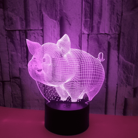 

JUSTUP Pig Night Light 3D Illusion Lamp Touch 7 Color Changing Bed Room Decor Girl Kids Birthday Present Toys Pigs Gifts