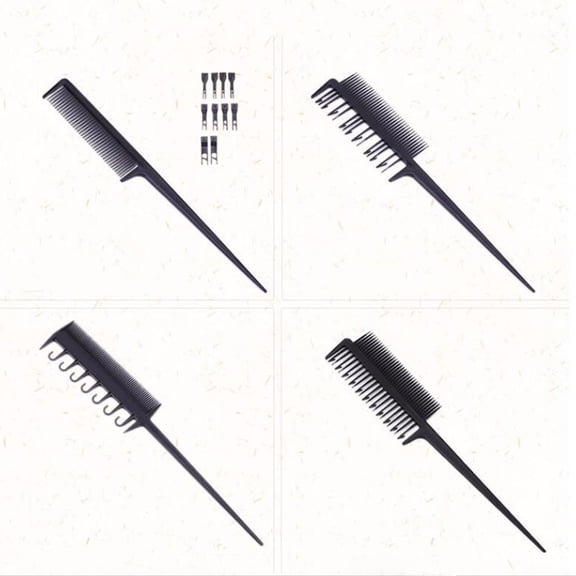 MIPCASE Highlighting Hair Comb Highlight Comb Carbon Fiber 1 Set of 4pcs