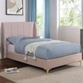 thumbnail image 2 of Pemberly Row Contemporary Fabric Wingback Twin Bed in Light Pink, 2 of 3