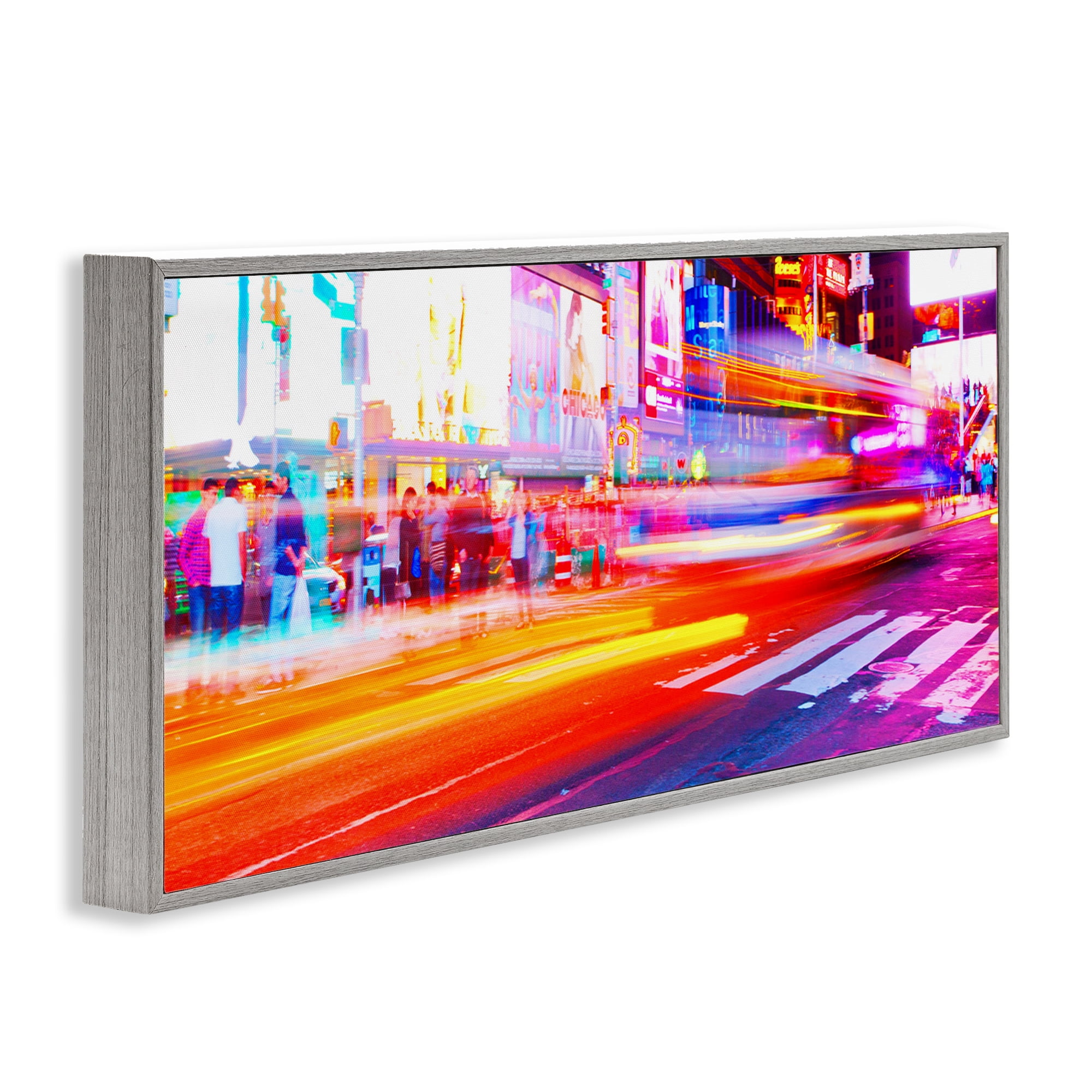 Stupell Industries Light Streaked Cityscape Scenery Photography Gray Framed Art Print Wall Art, 24 x 10