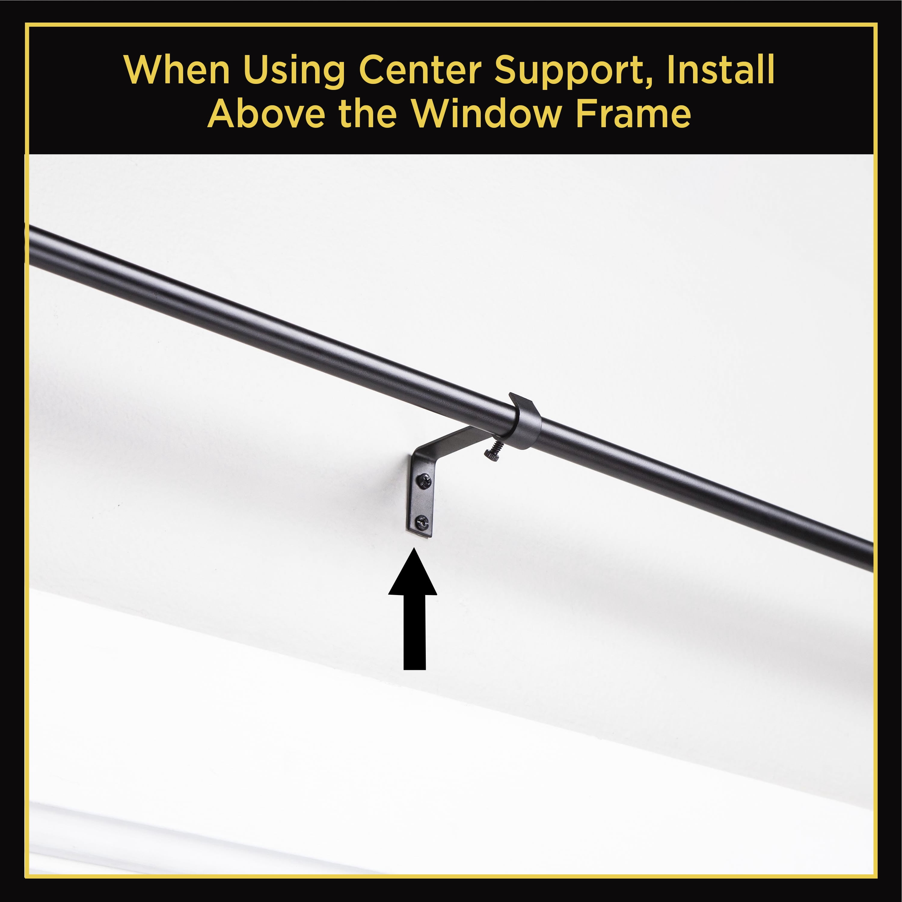 Lunar Complete Blackout Room Darkening Steel Wrap Rod, 86-120" Adjustable Length, 5/8" Dia., Black