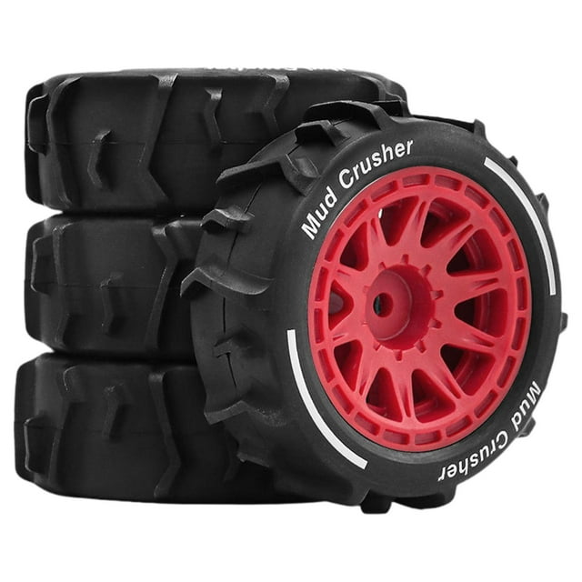 Yinanstore 4 Pcs Roues de Buggy RC Tous Terrains 2.8x1inch Pneus Sable RC de Remplacement pour 1/14 Pcs de Rechange Accessoires Professionnel Robustes Rouge