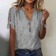 thumbnail image 1 of Fiudx Liquidación de Ofertas Flash Blusa de Manga Corta de Verano con Cuello En V para Mujer, Sexy, Informal, con Estampado Regular, 1 of 5