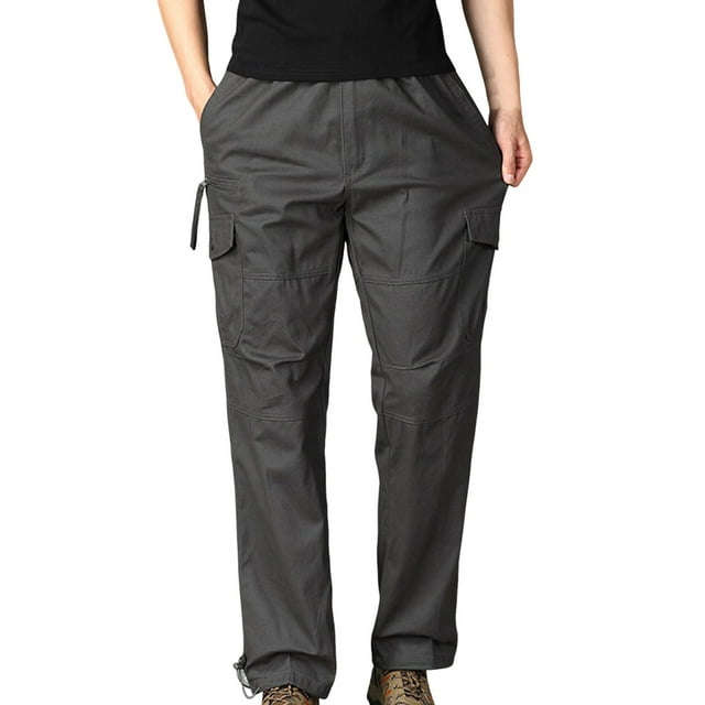 QATAINLAV Pantalon Cargo pour Hommes Grande Taille Résistant aux Déchirures Pantalon Tactique avec Multiples Poches pour Randonnée Plein Air Pêche Sports Gris TTTG Économies du Printemps