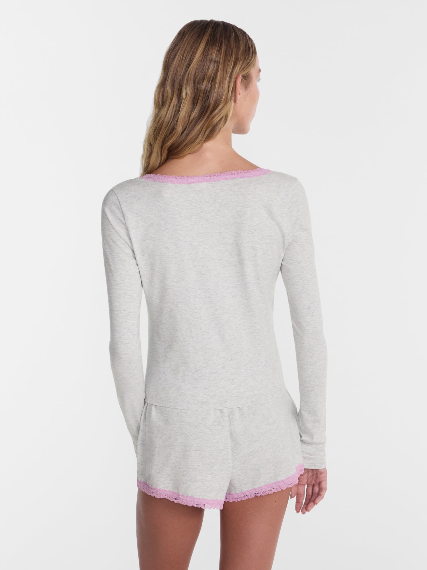 No Boundaries Sleep Lace Top with Long Sleeves, Women’s XXS-3X