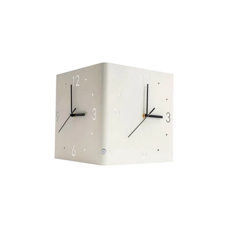 Double-Sided Corner Wall Clock for Living Room, No Drilling Required Installation, Modern Timepiece, Creative Dual Face Hanging Wall Decoration White