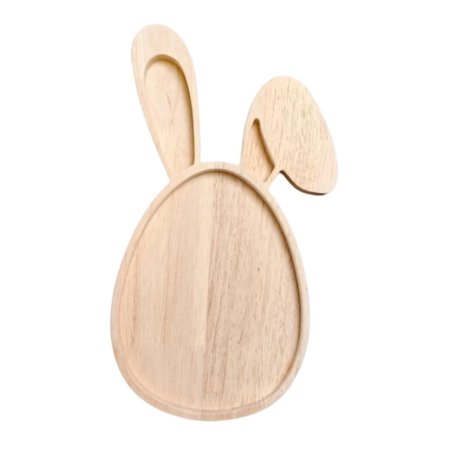 Tabla de charcutería en forma de conejo, plato, en forma de conejo, bandeja de madera para servir de Pascua para pastel, ensalada, vacaciones cabeza de conejo