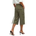 thumbnail image 5 of WAGUTH Womens High Waist Cargo Capri Pants Multi Strap Flap Pocket Loose Utility Cropped Pants for Street Daily Wear, 5 of 6
