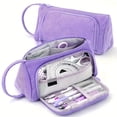 thumbnail image 2 of Large Capacity Pencil Case 8.2 Inch, Multi Compartment Zipper Pen Pouch for Office Supplies Art Tools Stationery, Purple, 2 of 7